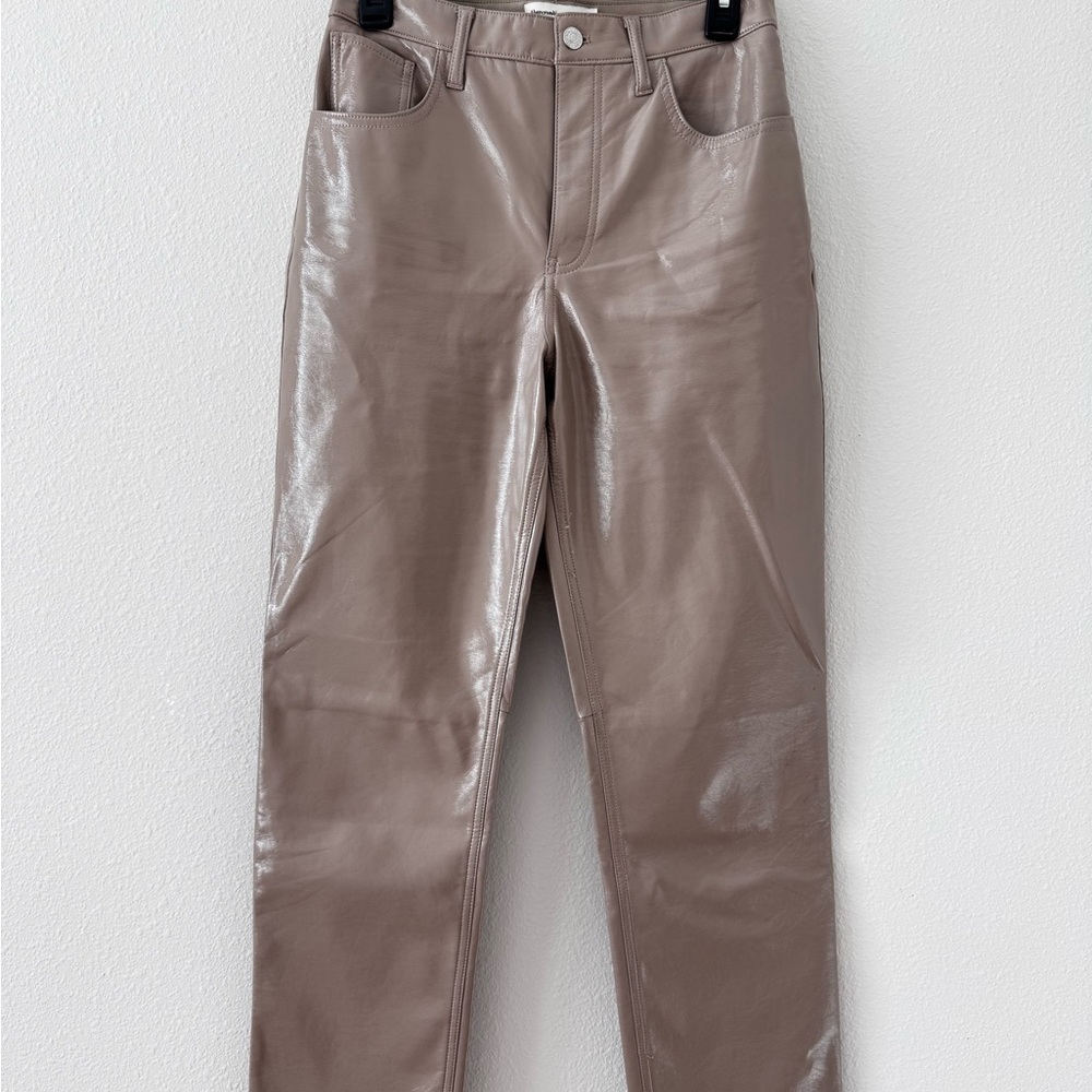Shiny Taupe Leather Pants